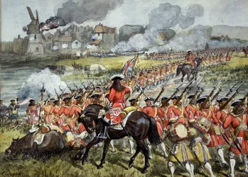 Il 16º reggimento di fanteria a Blenheim, 13 agosto 1704, ca. 1900